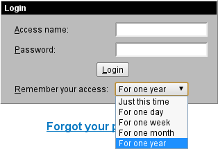 Login Form with Session Duration Options